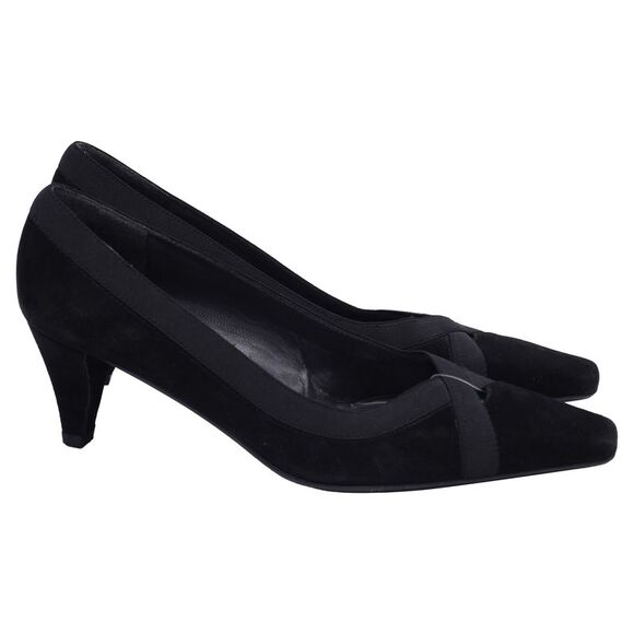 Stuart Weitzman Keyhole Accent Pumps in Black Suede